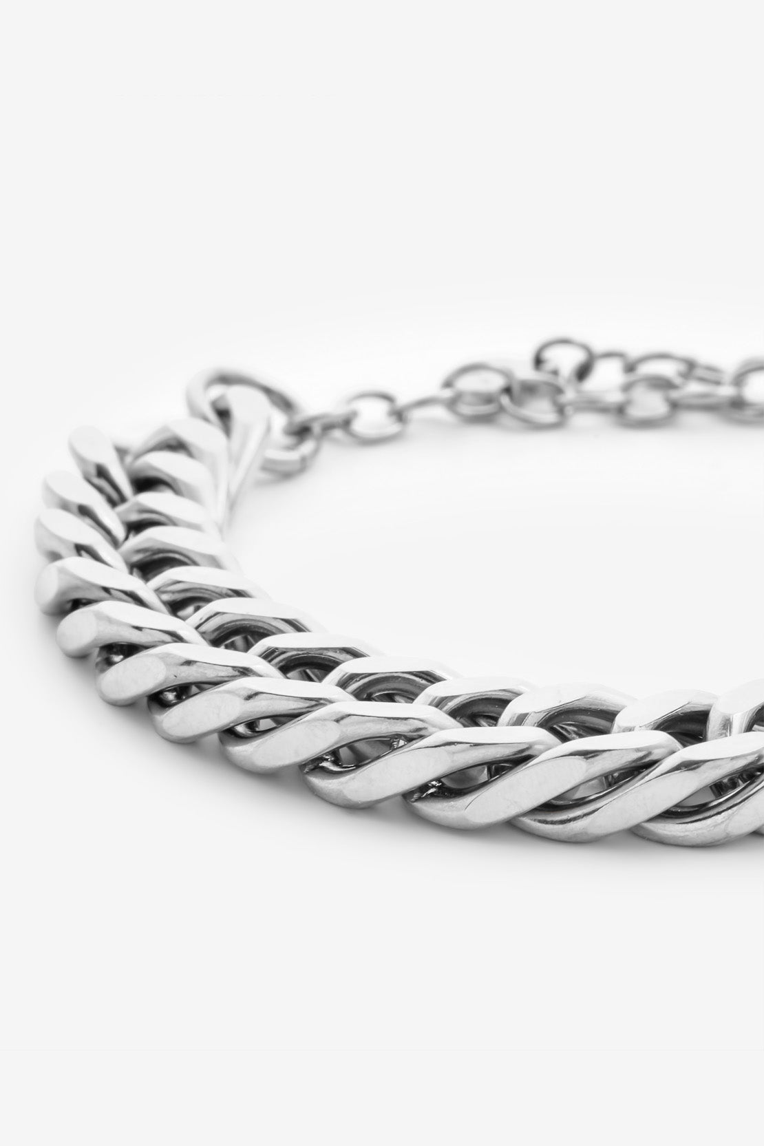 10 mm dickes, flaches kubanisches Armband – Weißgold